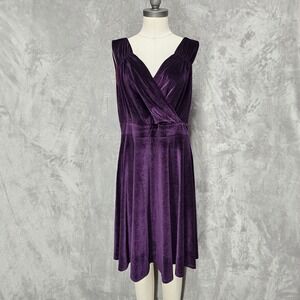 Grace Karin Dress Womens XL Purple Velvet Surplice V-Neck Fit Flare Sleeveless